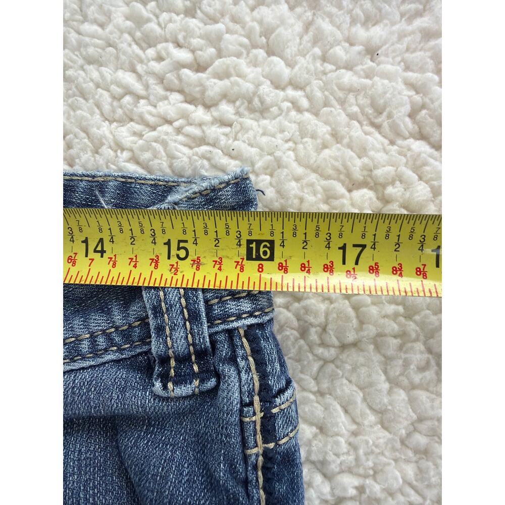 Rock & Roll Denim Womens Low Rise Boot Cut Jeans 32x29 Embroidered Split Hem - Picture 7 of 10